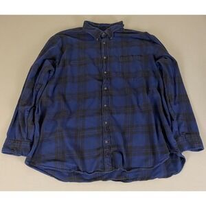 The Foundry Supply Co. Flannel Button Down‎ Shirt 3XLT Men's Blue Black Plaid